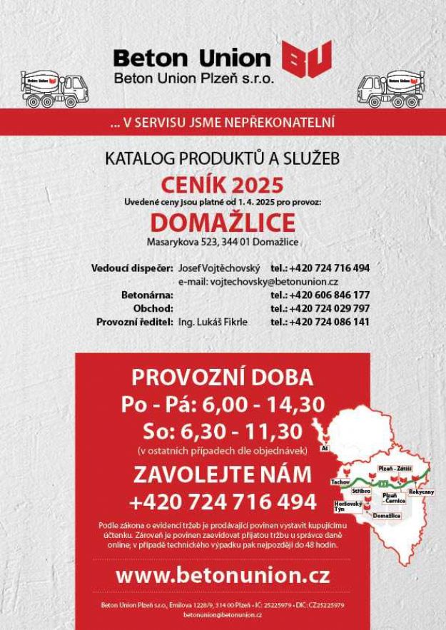 Ceník 2025 - platnost od 1. 4. 2025