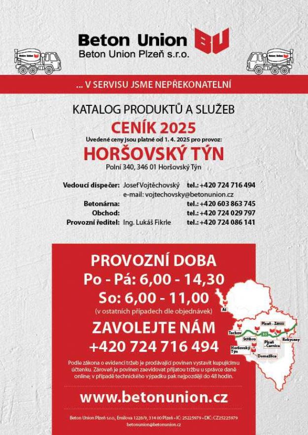 Ceník 2025 - platnost od 1. 4. 2025