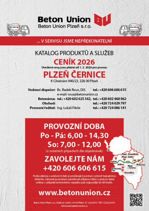 Ceník 2026 - platnost od 1. 2. 2026