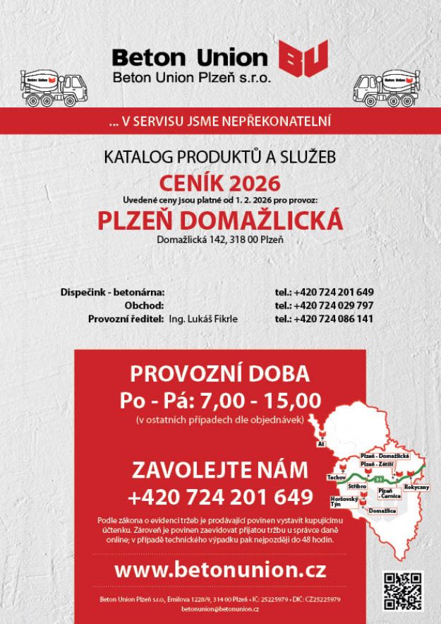 Ceník 2026 - platnost od 1. 2. 2026